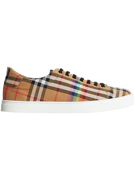 burberry rainbow sneakers|Burberry Rainbow Check Canvas Sneakers .